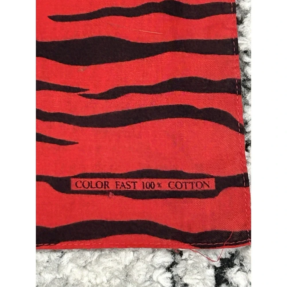 Vtg Lot Of 3 Bandana Color Fast Zebra Designed Handkerchiefs 100%‎ Cotton